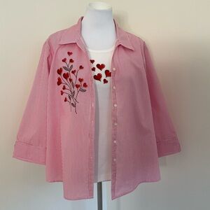 Women's Tia Designs Pink Striped 2-Piece Blouse Set